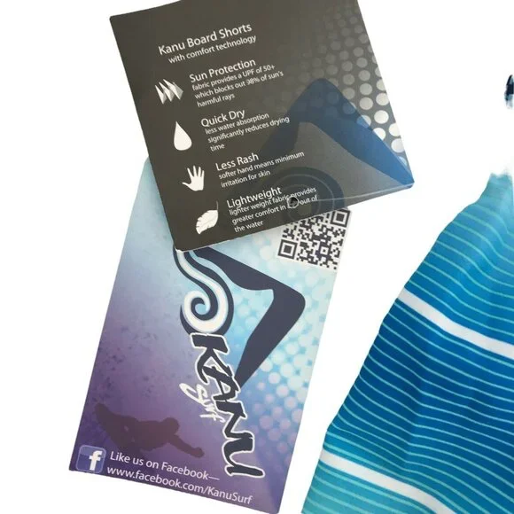 Kanu Surf Mens Echelon Blue Striped Sun Protection Quick Dry Board Shorts XXL - Picture 6 of 7